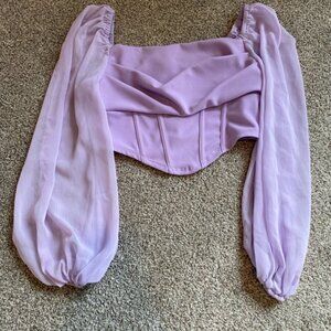 SHEIN Lavender Puff Sleeve Crop Top